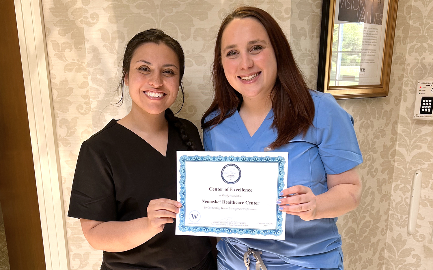 Nemasket Healthcare Center has received a “Center of Excellence in Wound Management” award for outstanding wound management performance.