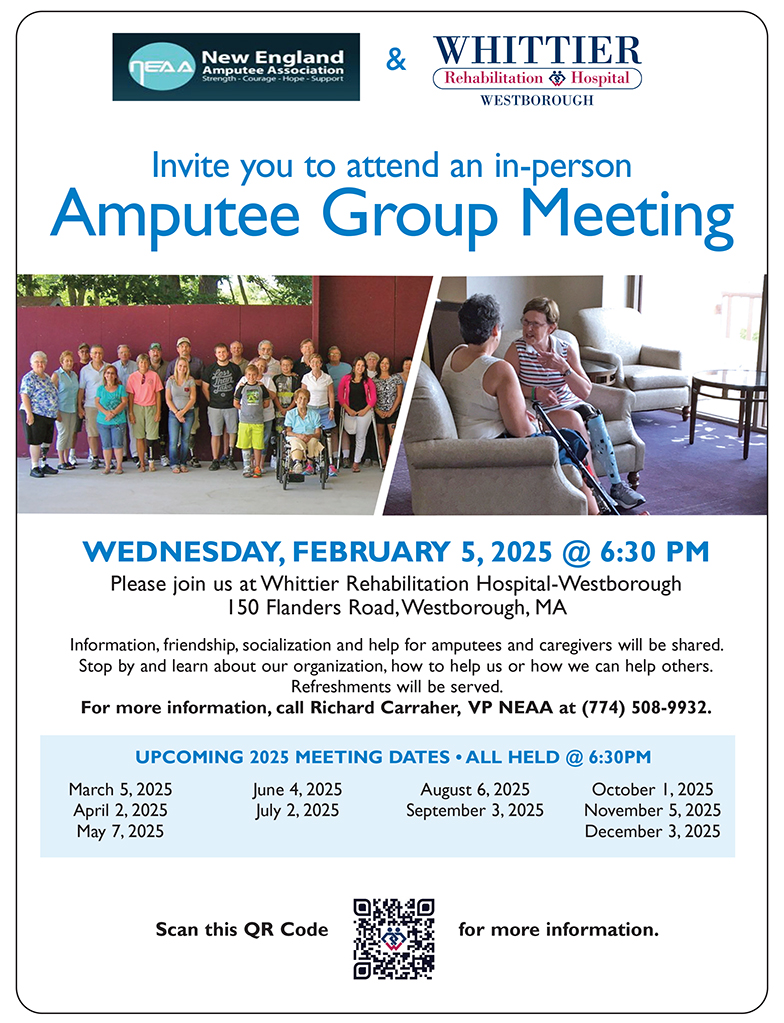 whittier rehabilitation hospital westborough new england amputee association amputee group meeting whittier health network feb5